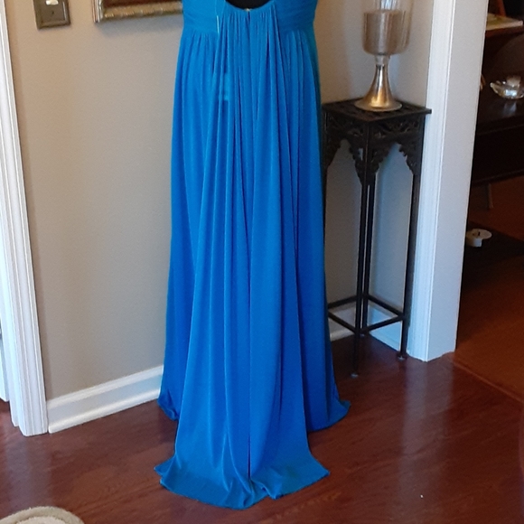 NEW ALFRED SUNG Cerulean Blue Gown with train built in bra sz16 MSRP $220 New … - Picture 6 of 8